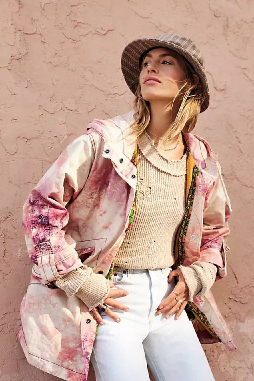 Free Electric Fields Tie Dye Parka Tie Dye Hooded  Jacket Size S